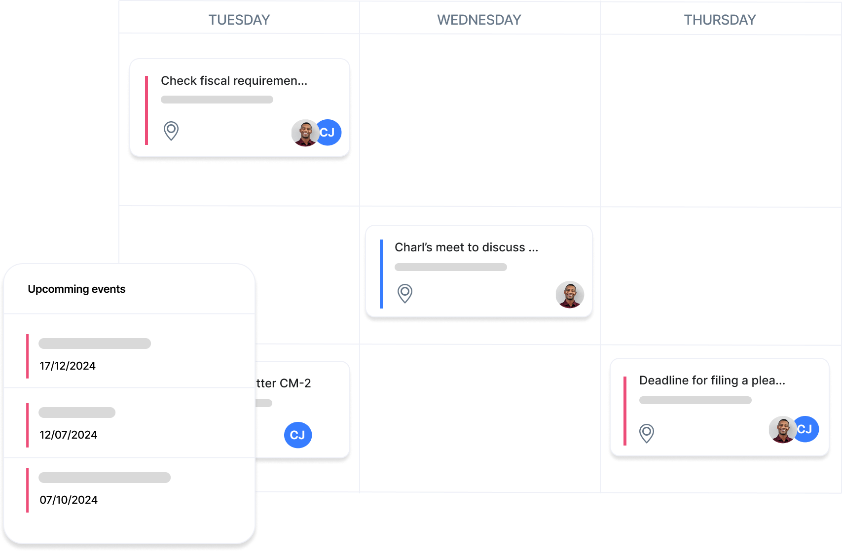 Vista del calendario mensual con modal para la generación de eventos